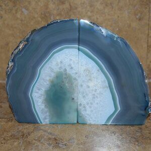 Vintage beautiful Agate Geode Quartz Crystal Rock Stone Rock Open book end